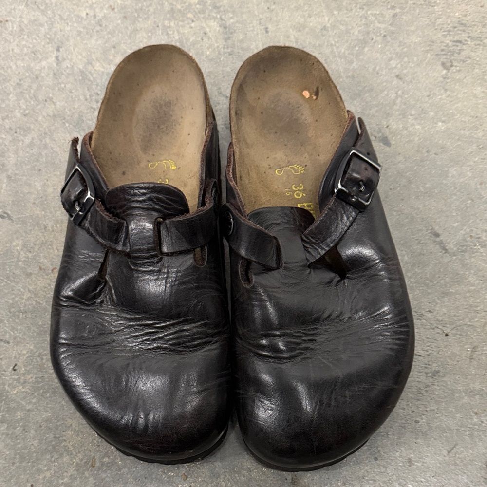 Birkenstock Dark Brown Leather Clogs